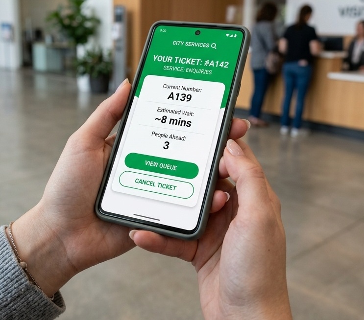QueueSaaS Espace Visiteur - Prise de ticket sur smartphone