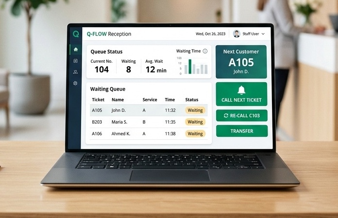 QueueSaaS Espace Agent - Dashboard appel de tickets